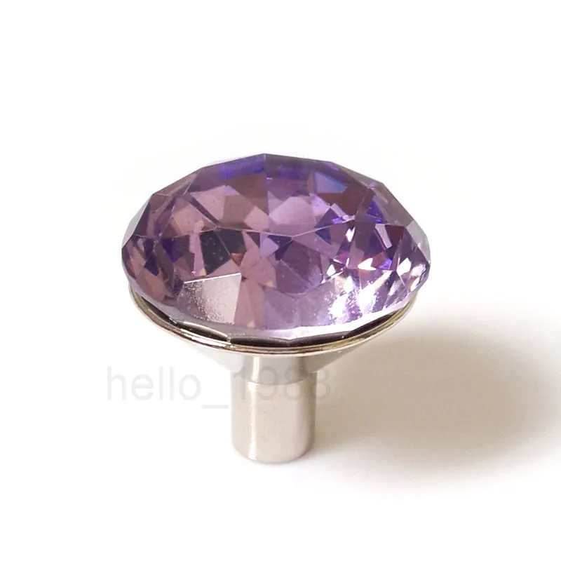 5pcs 30mm Purple Crystal Knob Handle Cupboard Closet Drawer
