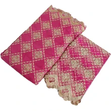 

beautiful diy cloth pink lace embroidery African guinea brocade fabric african bazin riche nigerian gele headtie 5+2yards/lot