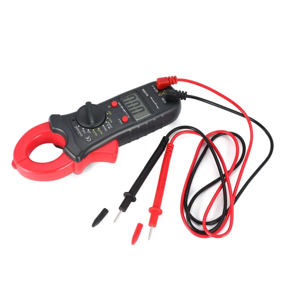 

HC688 Digital Clamp Meter Multimeter AC/DC Voltage Current Ohm NCV Diode Tester 1999 Counts Data Hold Backlight Handheld