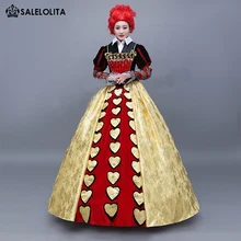 Бренд Алиса в стране чудес Красная Королева Косплей платье костюмы ведьм на Хеллоуин для женщин