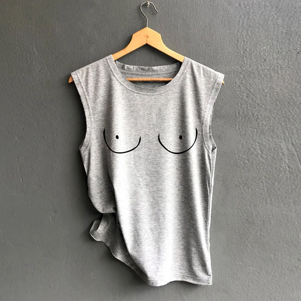 Haut Sexy Lady Harajuku Summer Shorts Sleeveless Tops Female Funny Cat Printed Vest Camisetas Verano Mujer Drop shipping c - Цвет: Gray 2