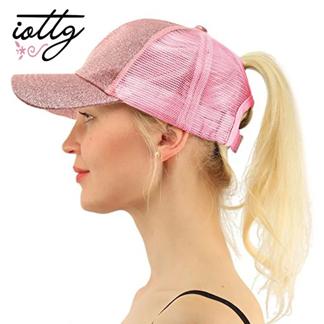 IOTTG High Quality Women’s Cap Ponytail Cap Messy Bun Baseball Cap Adjustable Snapback Hats