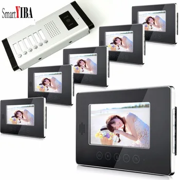 

SmartYIBA 7 Inch TFT LCD 6 Flats Apartments Video Doorbell Door Phone Intercom System Control 6 Houses Visual Video Intercom