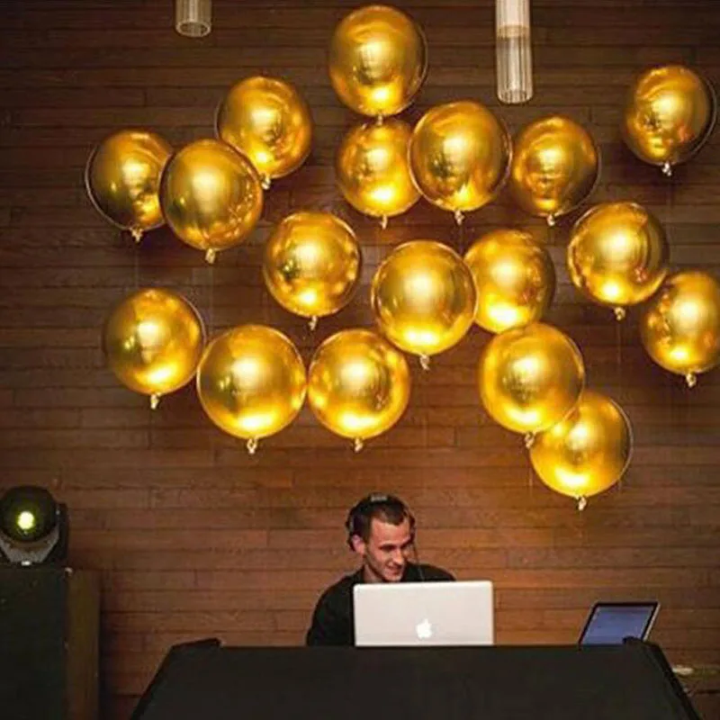 

NASTASIA 5pcs/lot 4D three-dimensional round sphere aluminum foil balloon mirror, gold, silvery balloon.
