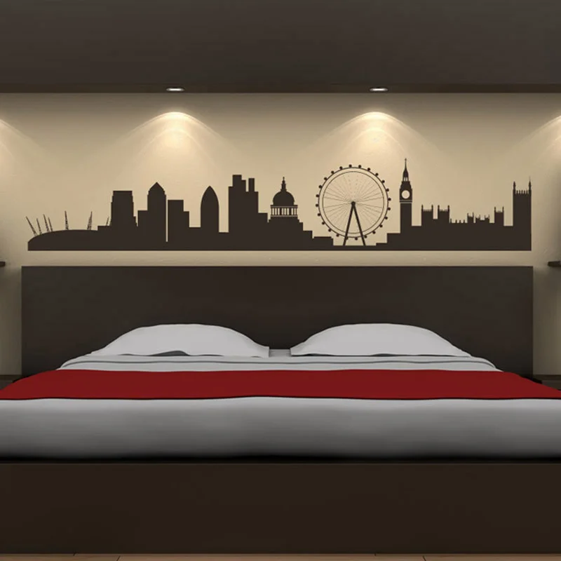 London Landmarks Wall Sticker Skyline art Living room Background Stickers Home Decor Drawing Decals | Дом и сад