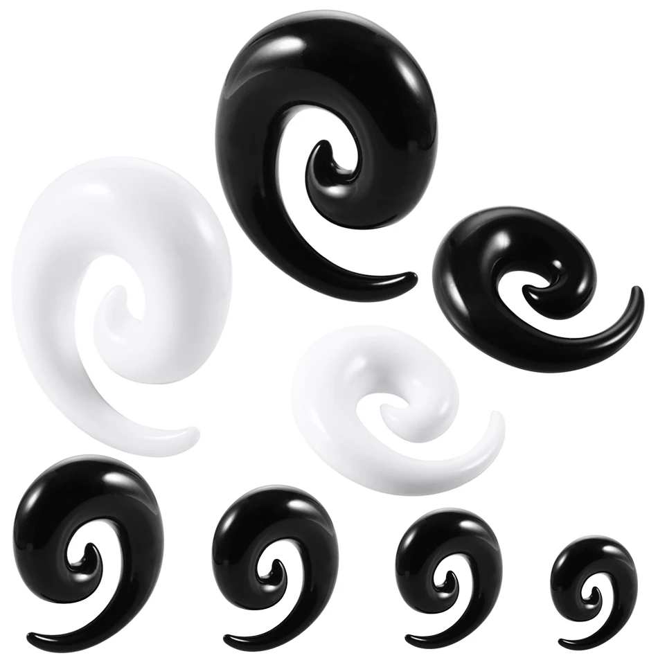 Details about  / 1 Pair Spiral Swirl Acrylic Ear Plugs Stretcher Expander Taper Tunnels Blac Be.u