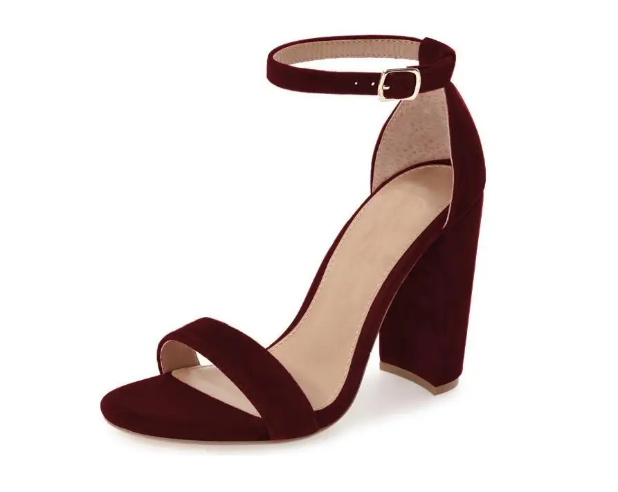LOVIRS/женские босоножки на высоком массивном каблуке с открытым носком и закрытой пяткой; Модные Классические босоножки с ремешком на щиколотке для отдыха; модельные туфли - Цвет: Burgundy