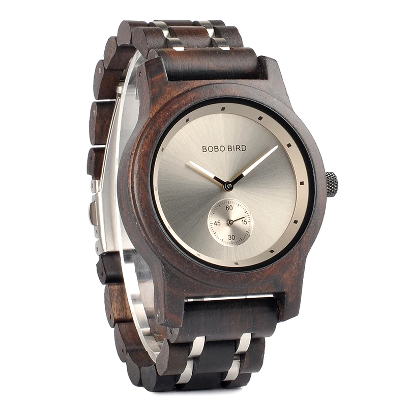 BOBO BIRD New Design Business Men Watch Quartz Movement with Wooden Metal Brand for Father's Day Customized