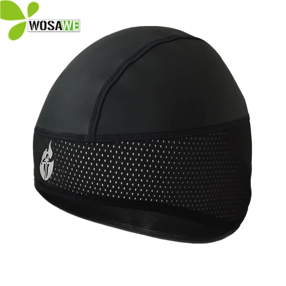 

WOSAWE Winter Thermal Fleece Cycling Cap PU Leather Waterproof Men Women Head Cover Skiing MTB Bike Skis Camping Sports Caps