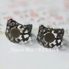 8 мм Цветок Винтаж в античном стиле, из бронзы и меди пустой колпачок лоток Основы палец кольца настройки Diy смолы CZ CABs ювелирные изделия оптом