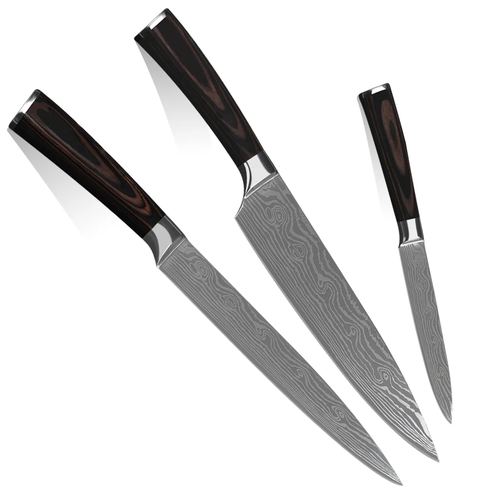 

BA brand kitchen knives 7CR17 stainless steel 8 inch chef slicing 5" utility knife cooking tools beauty laser pattern set knives