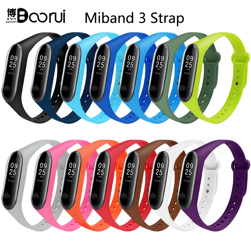 BOORUI Pulsera красочные Miband 3 ремень Корреа силиконовые Miband 3 замена аксессуары ремешок для xiaomi mi3 браслет