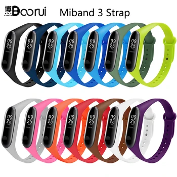 

BOORUI Pulsera Colorful Miband 3 Strap correa Silicone Miband 3 band replacement accessories wrist strap for xiaomi mi3 bracelet