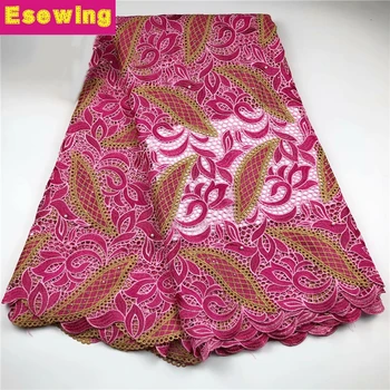 

2019 top selling african cord lace fuchsia color High quality chemical lace fabric African water suluble lace for nigerian dress
