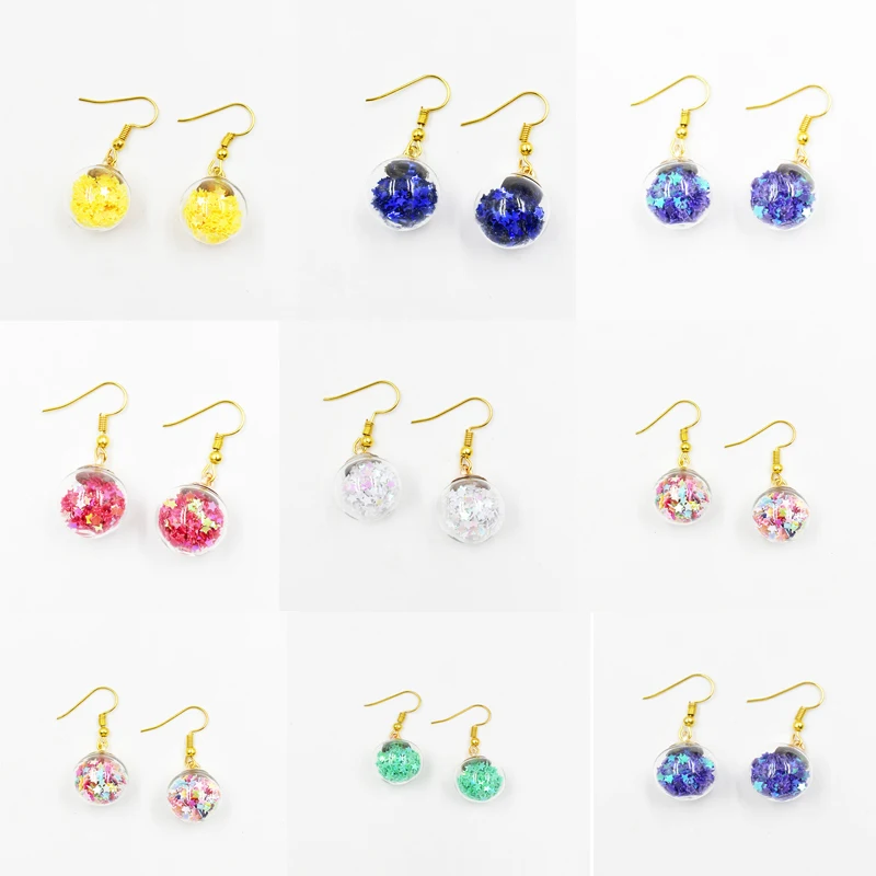 

1 Pair Glass Shining Stars Drop Earrings Bubble Handmade Dangle Earrings for Women
