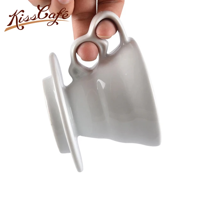 Cheap Double Ears Ceramic Coffee Cup Espresso Coffee Cup Origami Filter Cups V60 Funnel Drip Hand Cup Filters Coffee Accessories