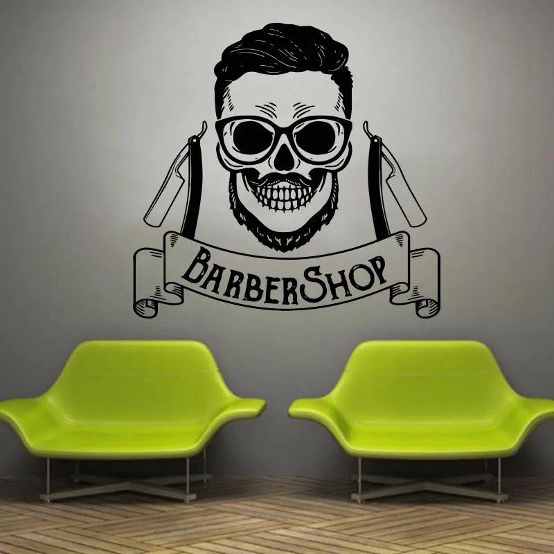 Man Beard Wall Decal Haircut Shop Window Vinyl Sticker