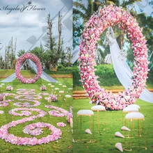 Künstliche blume reihe anordnung liefert dekor für hochzeit eisen arch hintergrund party silk rose hortensien pfingstrosen blumen ständer