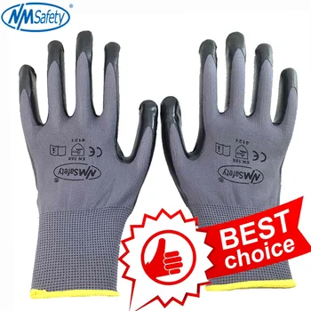 NMSafety Nitrile Work Gloves Nylon Liner Dipped Palm Car-Repair Assembly Safety Gloves Working nmsafety better grip ultra thin knit latex dip nylon red latex coated work gloves luvas