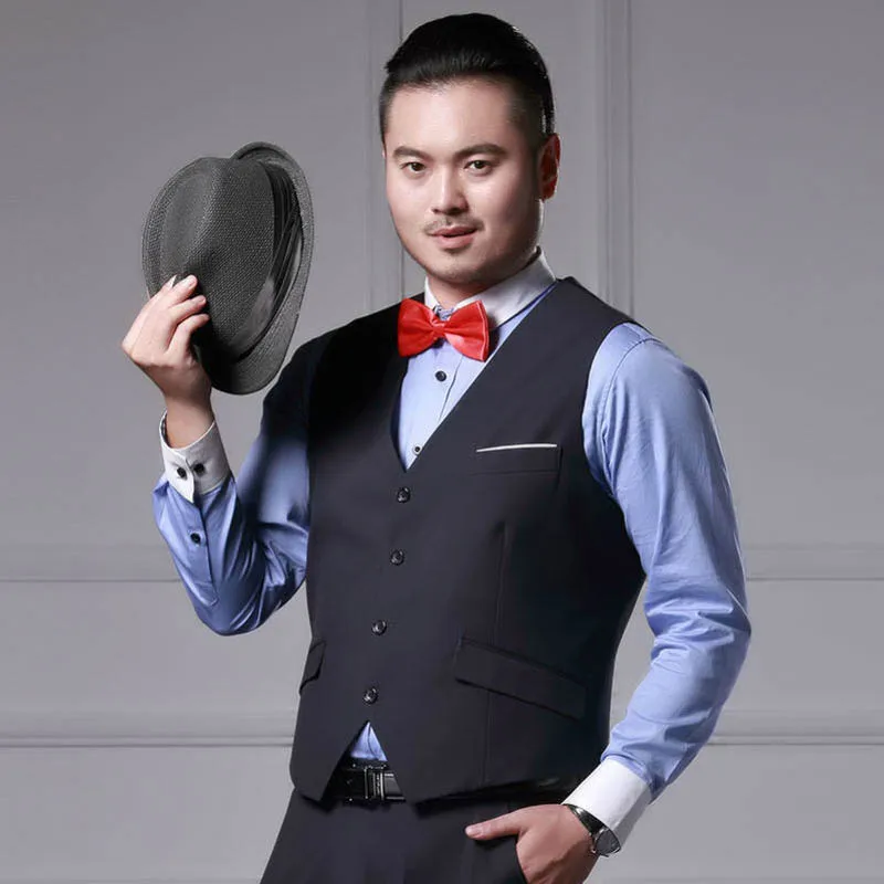 New 2018 Men Plus Size Suit Vests Male Single Breasted V Neck Business