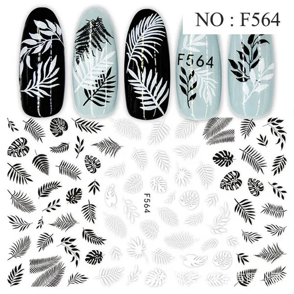 1pcs Nail sticker Art Decoration Slider Black Flower Leaf Adhesive Design Water Decal Manicure Lacquer Accessoires Polish Foil - Цвет: F564