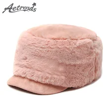 [AETRENDS] зимняя шапка s, 4 однотонных цвета, искусственный мех, военная шапка, женская модная плоская шапка, армейский слюнявчик, военные шапки, Z-6703