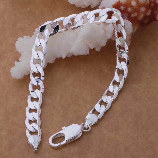Посеребренная Мода Змея 8 мм ширина браслет/браслет ювелирные изделия трендовые Мужчины Женщины Браслеты AB162