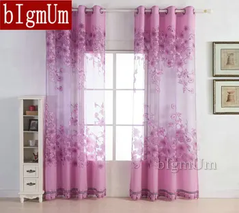 

Custom-made Floral Tulle Luxury Sheer Curtain Finished Burnt-out Screens Window Treatment For Girl's Room with Beads