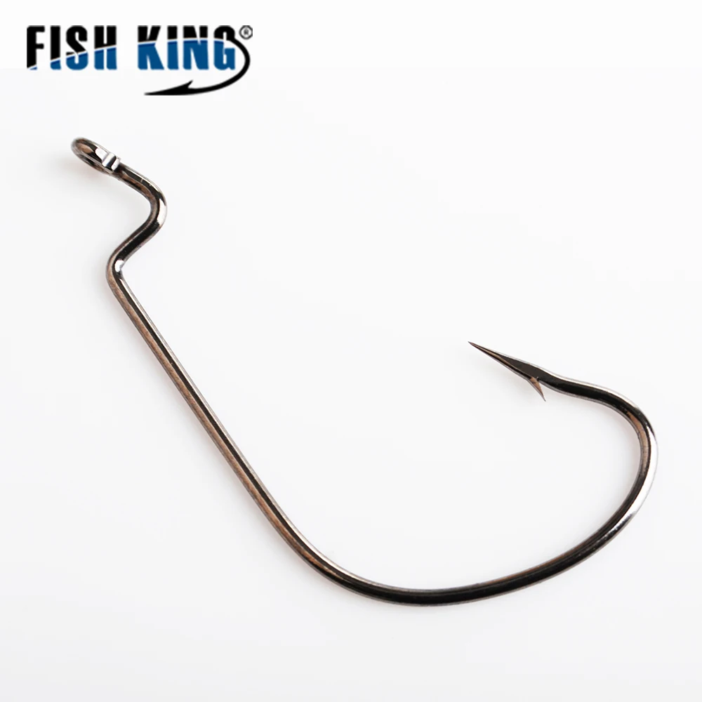 

FISH KING 4/0# 3/0# 2/0# 1/0# 1# 2# 4# Soft Lure Hook Offset Worm Shank Carbon Steel Circle Japan Fishing Hooks