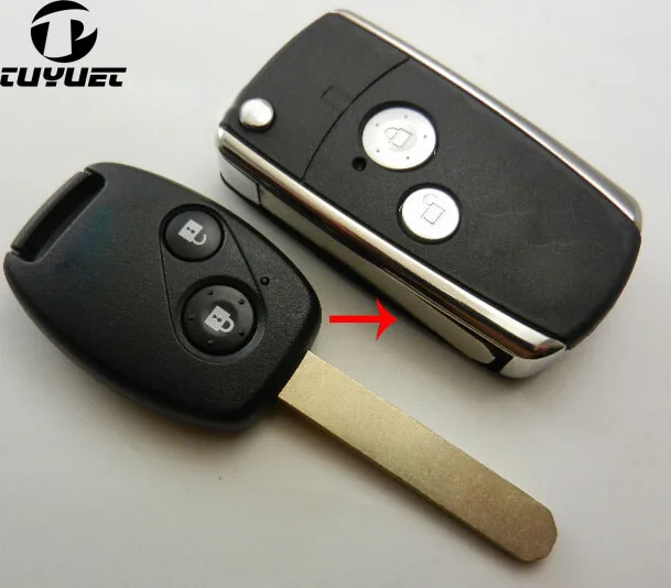 2 кнопки ключ для отбортовки оболочки подходит для Honda Pilot CRV Accord Civic Fob модифицированный чехол без ключа откидной складной Замена 2B