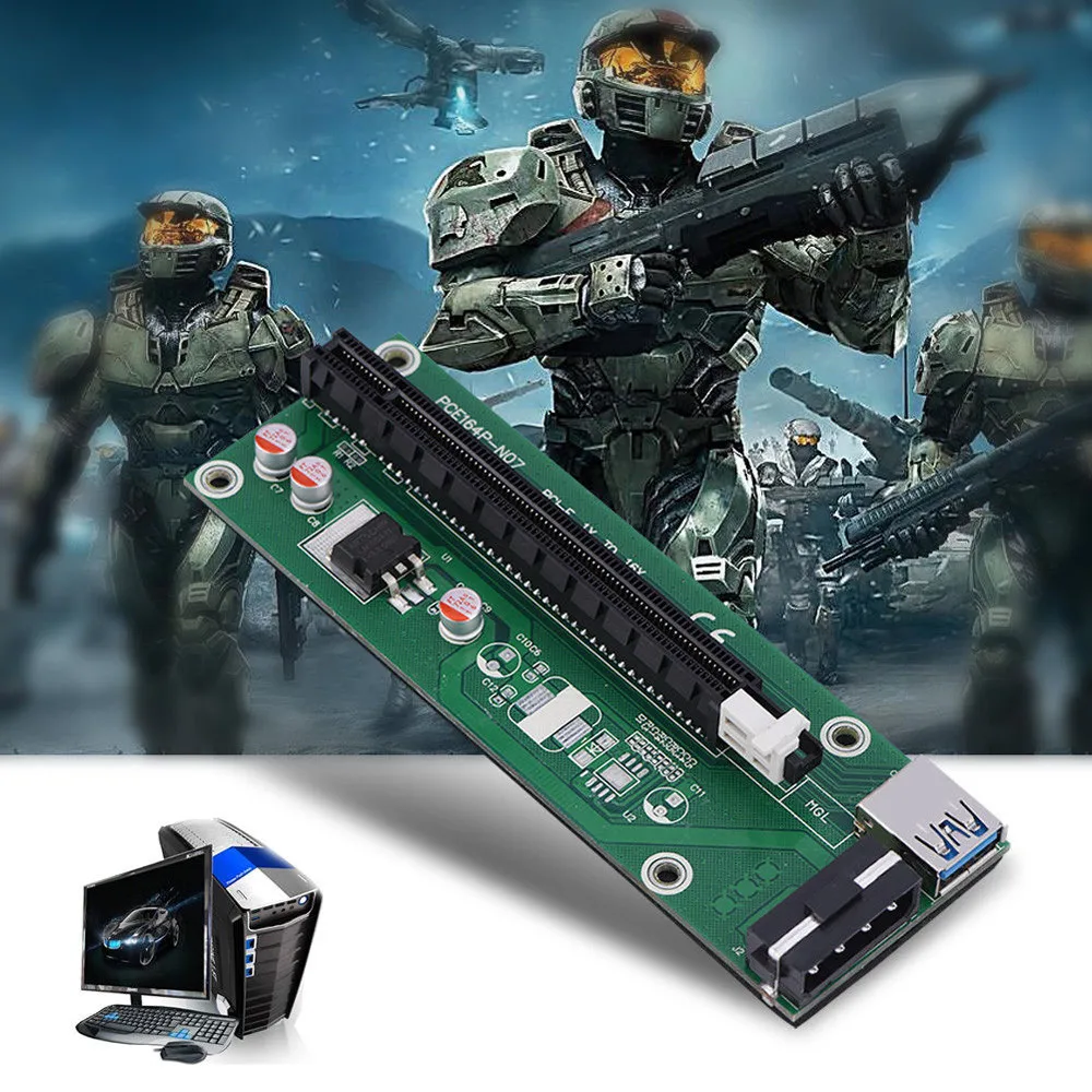 Mosunx Bitcoin Mining Machine USB3.0 PCI E PCI Express 1x To 16x Extender Riser Card Adapter ...