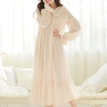 Хлопок, белая длинная Пижама принцессы, розовая ночная рубашка, женская одежда для сна, женская пижама