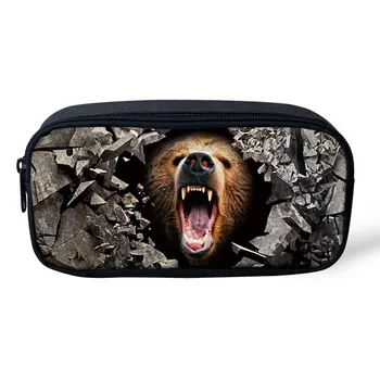 

FORUDESIGNS Makeup Bag for Women 1 PCS Cool Pencil Case Large Size School Kids Pencil Box Bear Tiger Animal Student Stationery