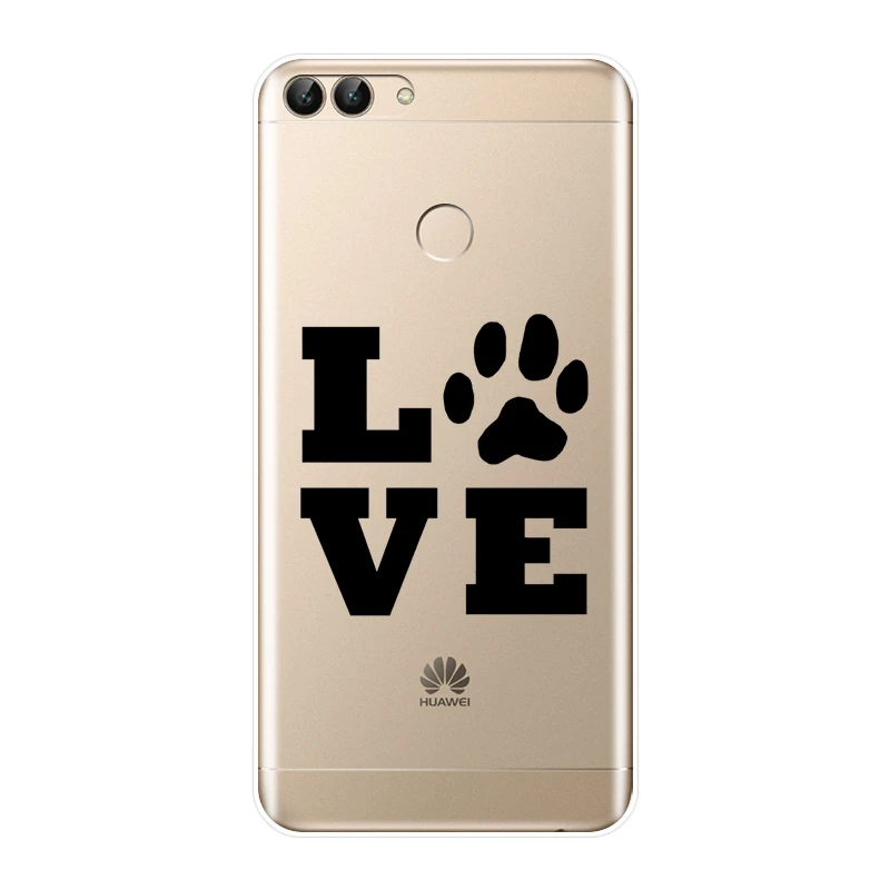 Чехол из ТПУ с сердечками и собаками для Huawei P8 P9 P10 P20 Lite 2017 силиконовая задняя