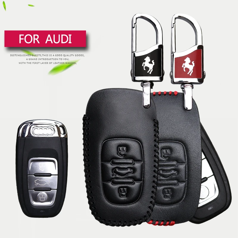 Genuine Leather Car Key Case Cover For Audi A3 8l 8p A4 B6 B7 B8 B9 A6
