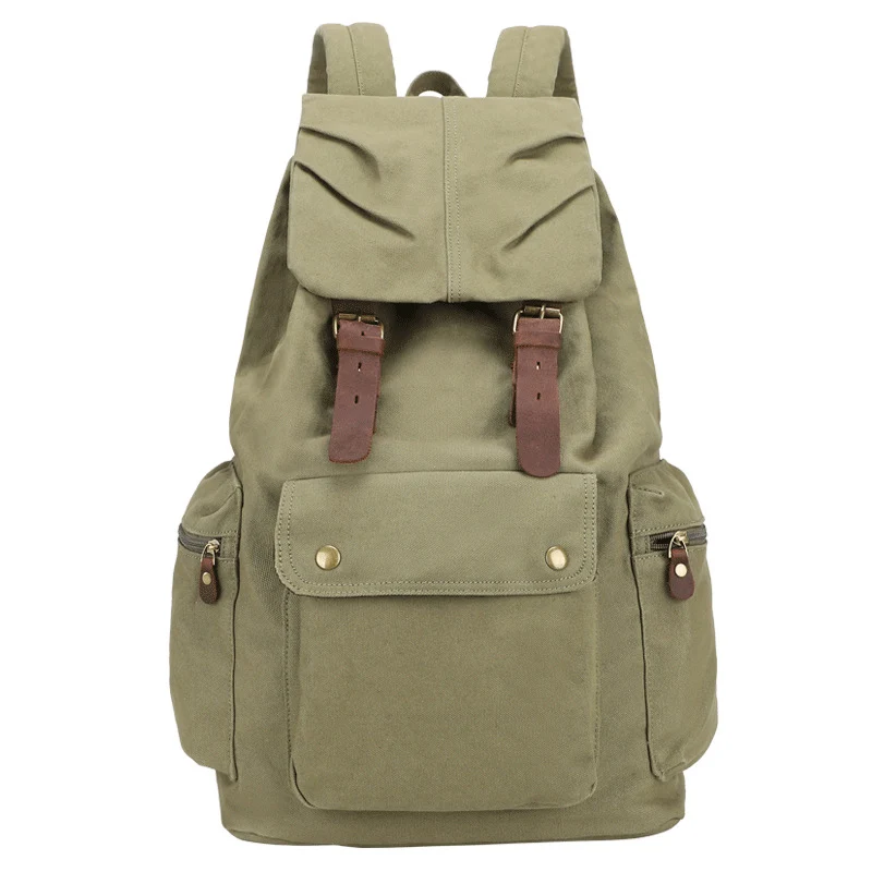 MINIFOUS модный мужской Большой Вместительный холщовый рюкзак, женские дорожные рюкзаки, многофункциональная повседневная школьная сумка, винтажные дорожные сумки - Цвет: Green
