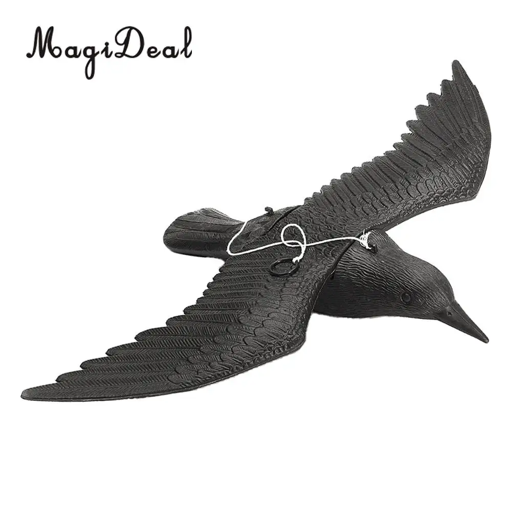 MagiDeal Realistic Flying Hunting Crow Decoy Pest Control Garden Scarer Scarecrow Realistic Hawk Ornament for Outdoor Hunting