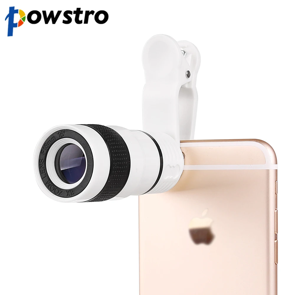 Телескоп Powstro 8X с зумом объектив камеры зажимом для iPhone 6 6s Samsung HTC и других