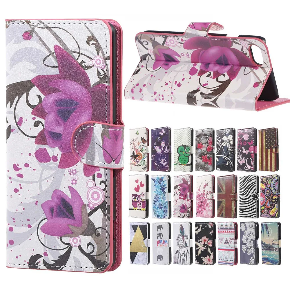 For Apple iPhones7 case Red Flower PU leather Wallet Handbag