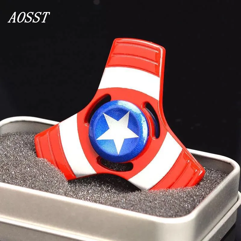 

(AOSST)Hot Sale Aluminum Alloy Metal Captain America Shield Fidget Spinner Hand Spinner Finger Spinner Tri Spinner Fidget Toy
