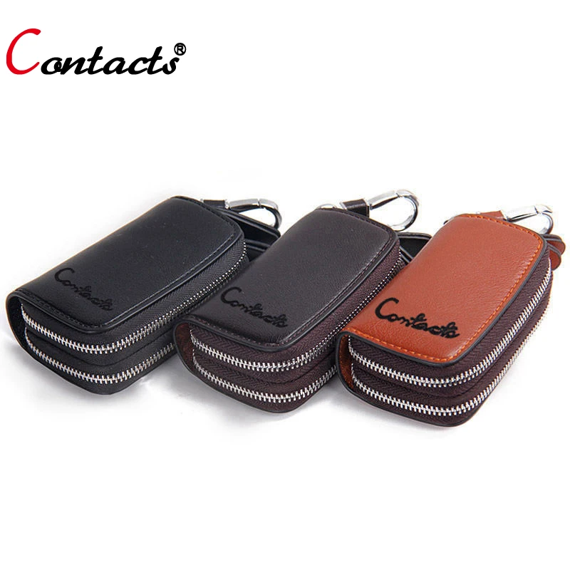 CONTACT S Genuine Leather men key font b wallet b font Multifunction Housekeeper Key Holder Car
