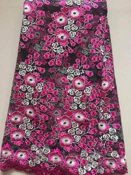 

French Net Lace Fabric 2019 Latest African Lace Fabric With Embroidery Mesh Tulle Lace Fabric High quality Nigerian Lace FLL3322