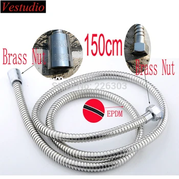 

Vestudio 1.5m Double Lock Stainless Steel Shower Hoses with EPDM Inner Tubes Brass Nuts For Faucet Shattaf Shower