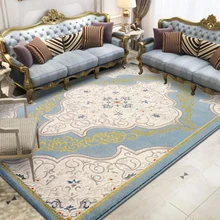 Французский романтический синий художественный ковер для гостиной, прикроватный ковер в стиле ретро, декоративный офисный ковер, большой размер напольный коврик