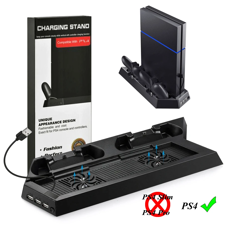 Вертикальная подставка для консоли PS4 зарядное устройство двух контроллеров