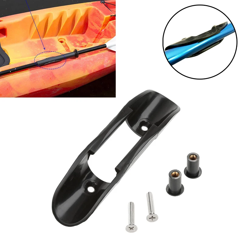 

1 kit Black Plastic Marine Kayak Paddle Clip Holder Paddle Oars Keeper Canoe Boat Deck Mount Fishing Accessories with Screws