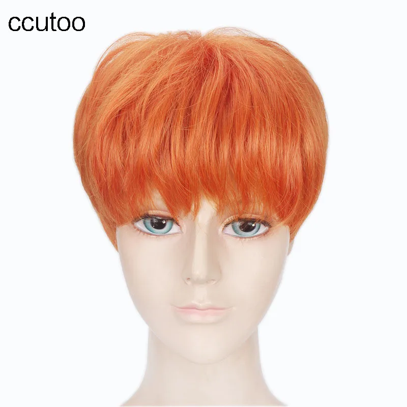 

ccutoo 12" Orange / Black /Silver White Short Straight Synthetic Elastic Full Lace Cosplay Costume Wigs Peluca Party Wigs