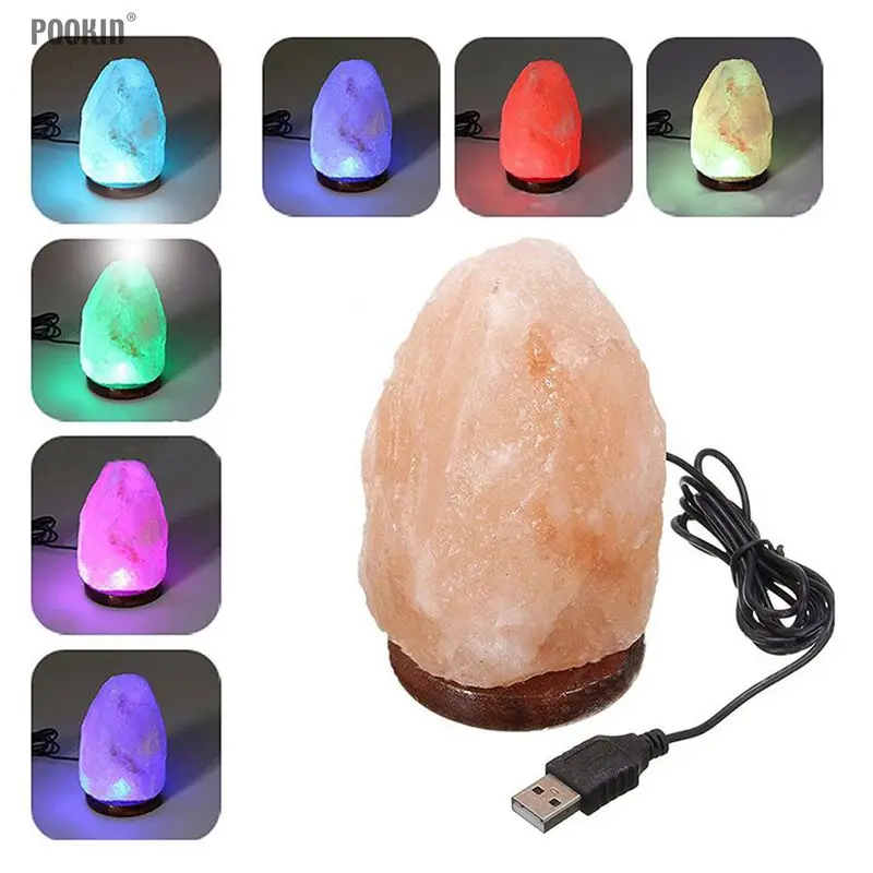 Led Changeable Colors Himalayan Crystal Rock Salt Lamp Natural Hand Base Air Purifier Night Light - Night Lights AliExpress