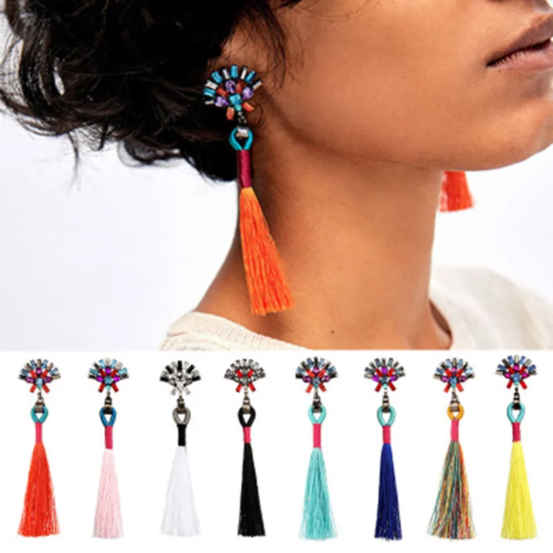 

New Bohemia Boho Wedding Dangle Drop Earrings Vintage Statement Jewelry Ethnic Fringe Earrings Long Tassel Earring For Women