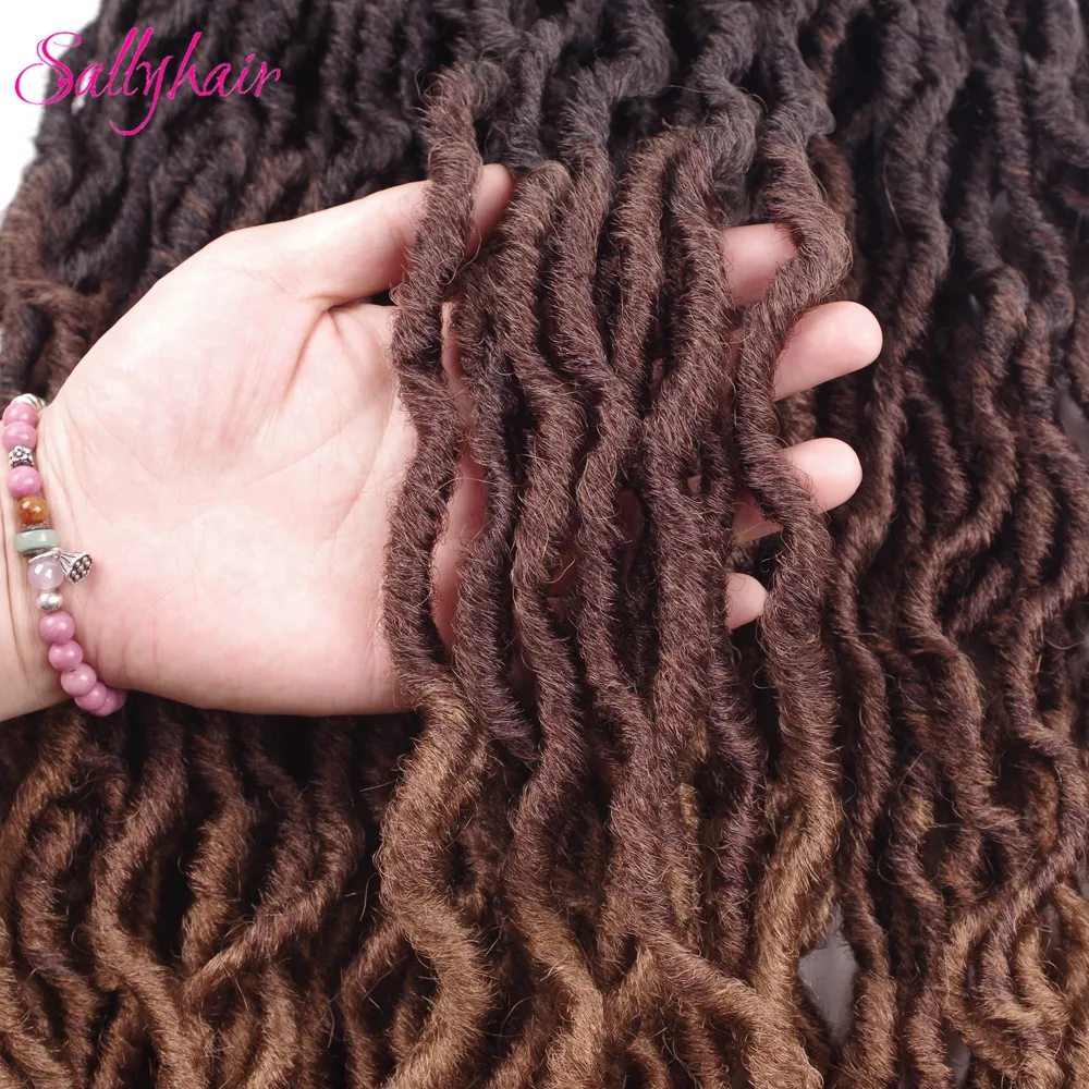 Sallyhair Faux Locs Curly плетеные косички для наращивания волос 24 пряди в упаковке Омбре